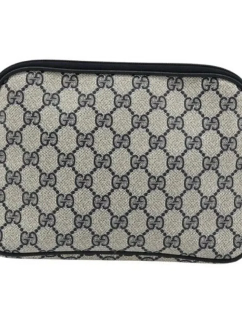GUCCI GG Supreme Shoulder Bag PVC Navy Gold 97 02 068 Auth 181211